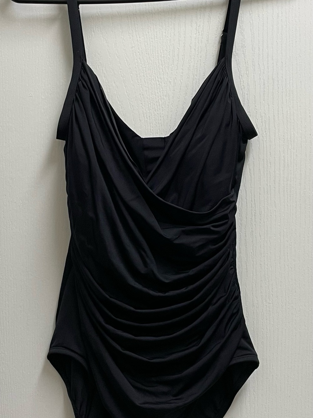 Jantzen Black Draped Neck Ruched Front Swimsuit Sz 12
